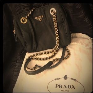 Gold and leather chain vintage Prada bag